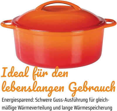 GSW 717243 Shadow Kochtopf mit Deckel 24cm / ca. 4,0 Liter, Gusseisen, orange/creme, 24 cm