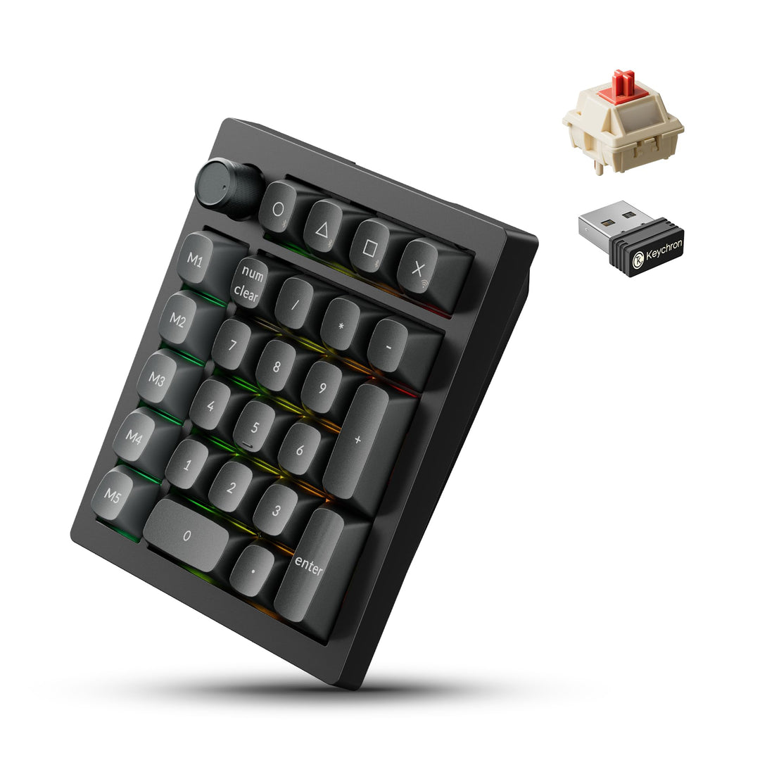 Keychron V0 Ultra Kabelloser ZMK Custom Numpad, 8000Hz Polling-Rate, 2,4 GHz & Bluetooth 5.3, 360 St