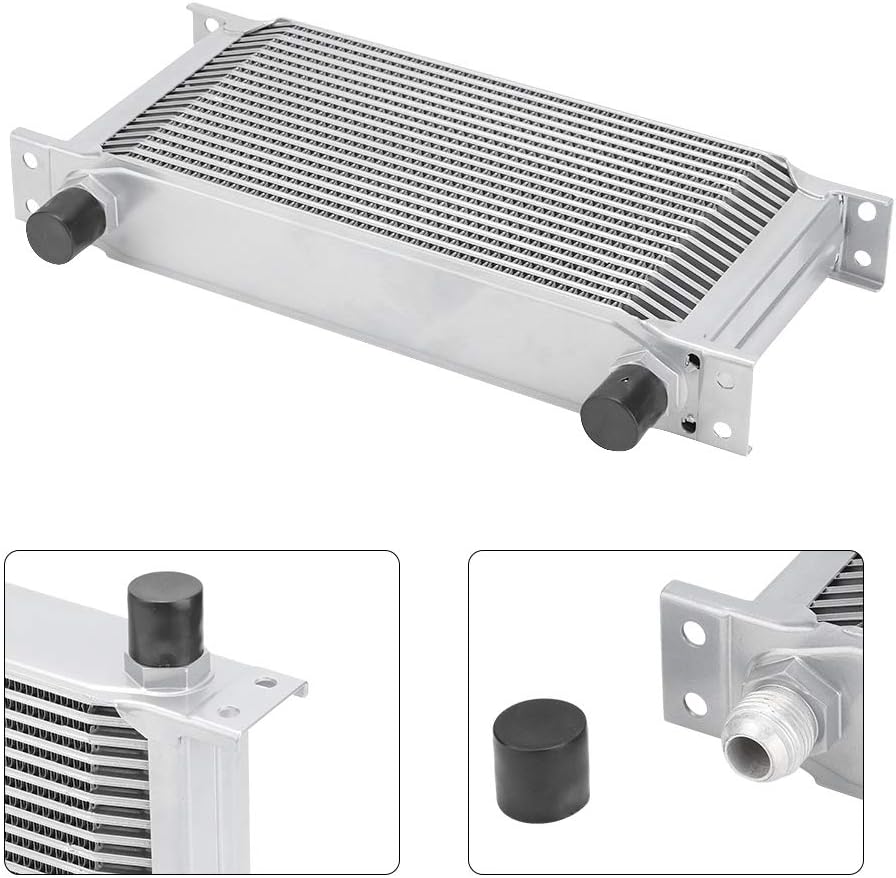 BOROCO Ölkühler 19 Reihen AN10 Anschluss Set Universal Zusatz Kühlung Extern Oil Cooler (Silber)