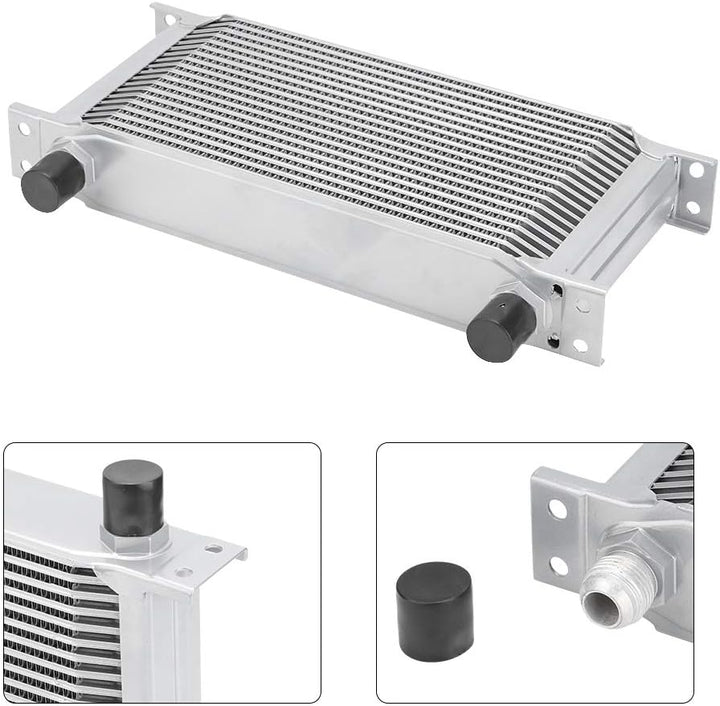 BOROCO Ölkühler 19 Reihen AN10 Anschluss Set Universal Zusatz Kühlung Extern Oil Cooler (Silber)