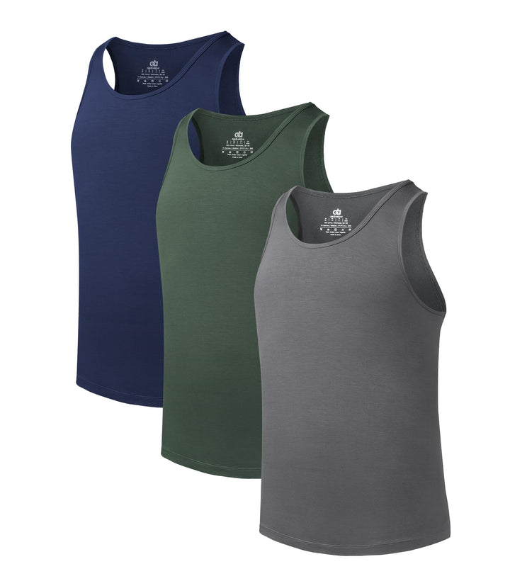 DAVID ARCHY Herren Tank Top Unterhemd mit Rundhals-Ausschnitt aus Bambusfaser,3er or 5er Pack, 3pack