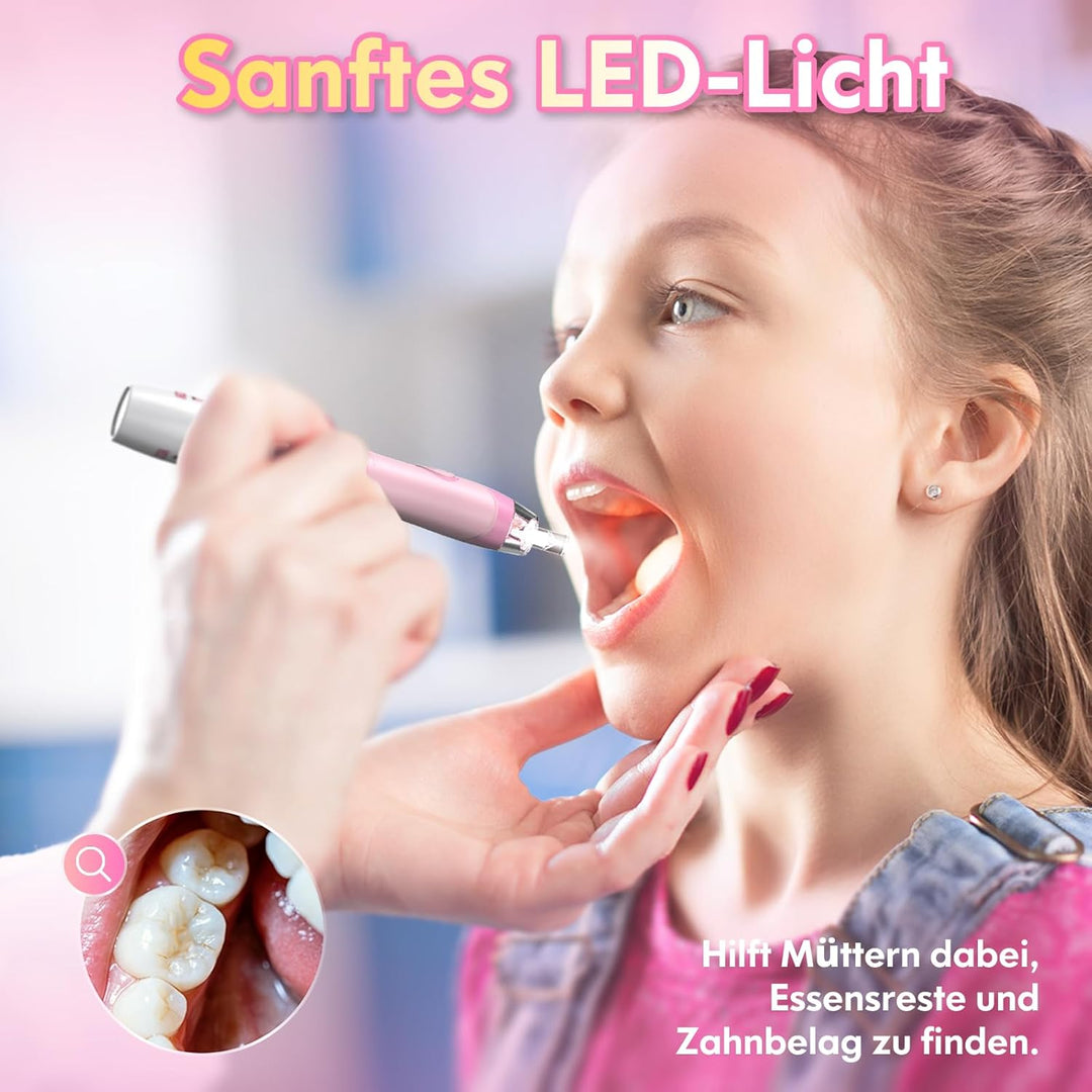 Elektrische Zahnbürste Kinder ab 3-6-8-12 Jahre mit buntem Regenbogen-LED-Licht Integrierter Timer 9