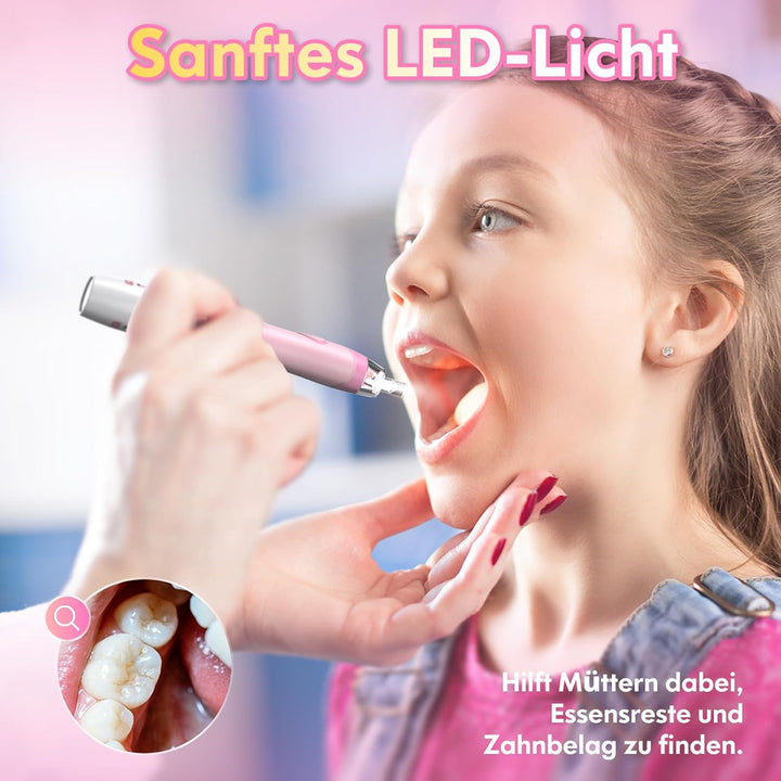 Elektrische Zahnbürste Kinder ab 3-6-8-12 Jahre mit buntem Regenbogen-LED-Licht Integrierter Timer 9