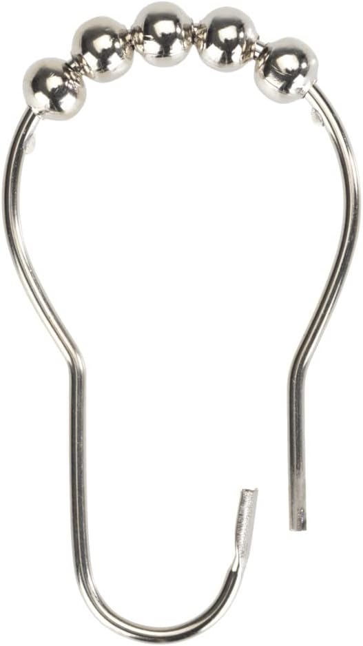 WENKO Duschvorhangringe 12er Set - 12er Set Duschringe mit Gleitsystem, verchromtes Metall, 3 x 3 cm