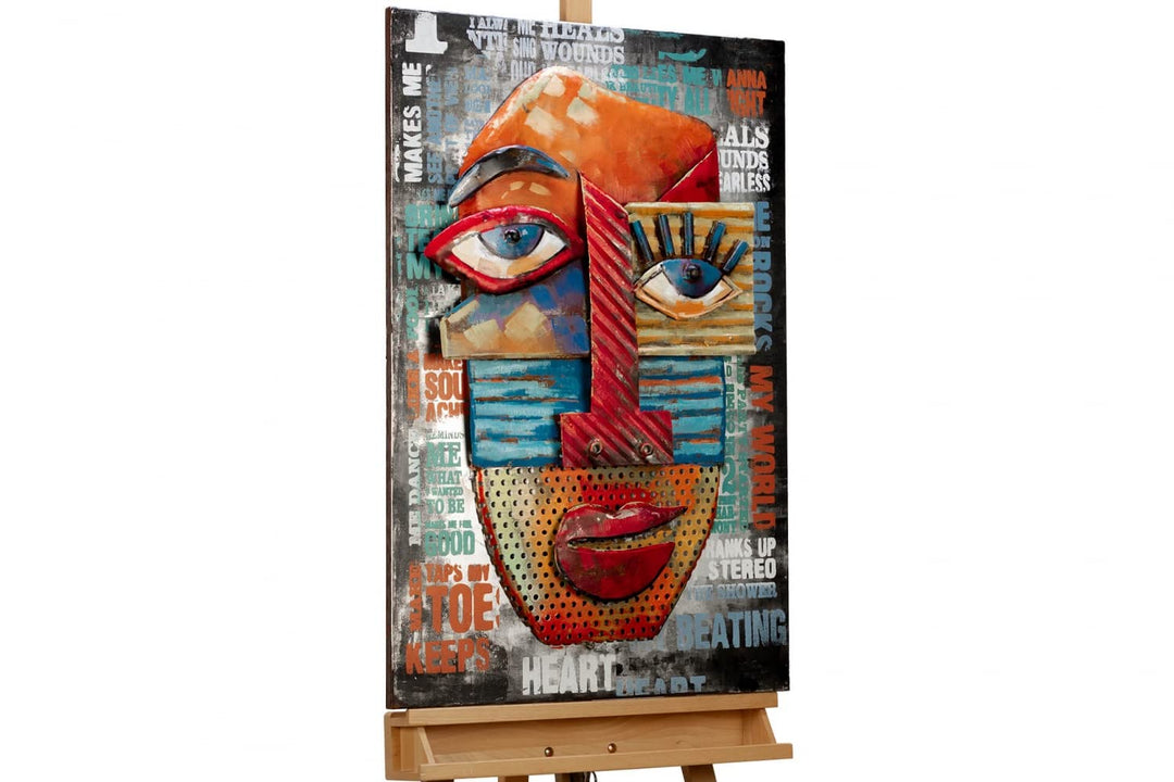 KunstLoft Metallbild 3D | 100% HANDGEFERTIGT | 60x90x6cm | Wandbild Metall Deko 'Colourful Joy' | Ge