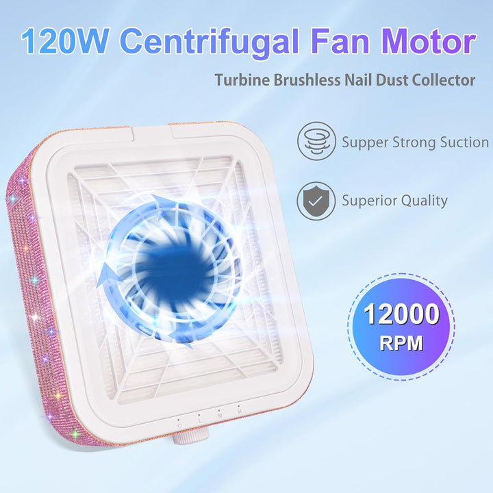CGBE Staubabsaugung für nägel, 120W Nagelstaubsauger mit 2 Filter Saugstark Professionell Nagel Stau