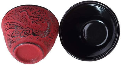 Lachineuse – Teeservice aus Gusseisen – Motiv Asiatischer Drache – 4 Personen Drache Rot, Drache Rot
