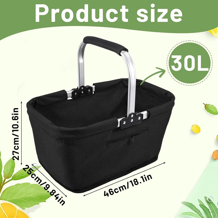 30L Faltbarer Einkaufskorb – Maximaler Stauraum, minimales Packmass Schwarz, Schwarz