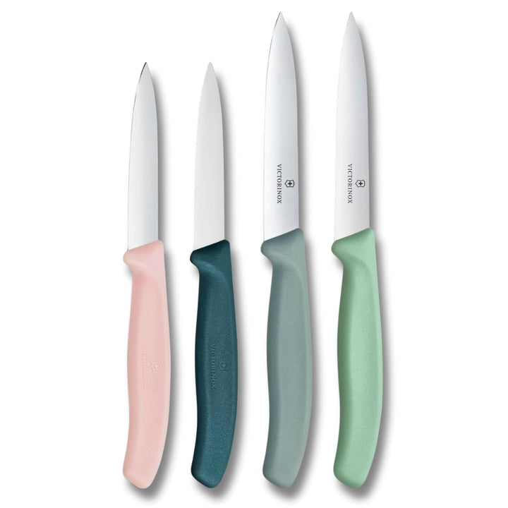 Victorinox Swiss Classic, Tomaten- und Gemüsemesser Set, 4teilig, Scharfe Klinge, 8 und 10 cm, Welle