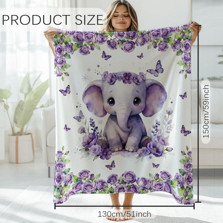 GLOBLELAND Geschenk Decke 150x130CM Little Elephant Mama/Papa Geschenk Geburtstagsgeschenk Geschenke