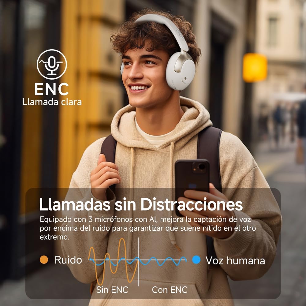 QCY H3 PRO Over Ear kopfhörer Bluetooth,50db Adaptives aktives Noise Cancelling mit Mehreren Modi,Hi