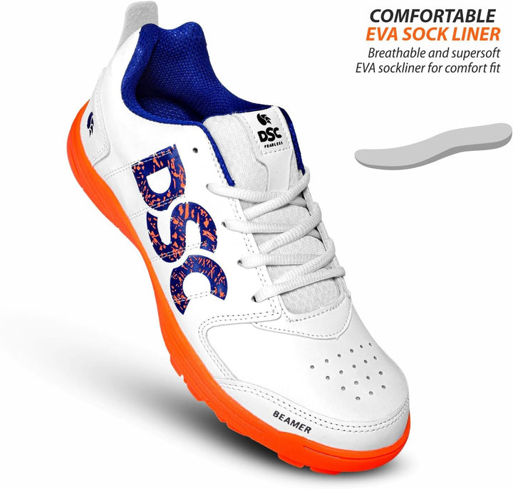 DSC Beamer Cricket Shoes | for Boys and Men | Light Weight | Durable Fluro Orange White 36 EU, Fluro