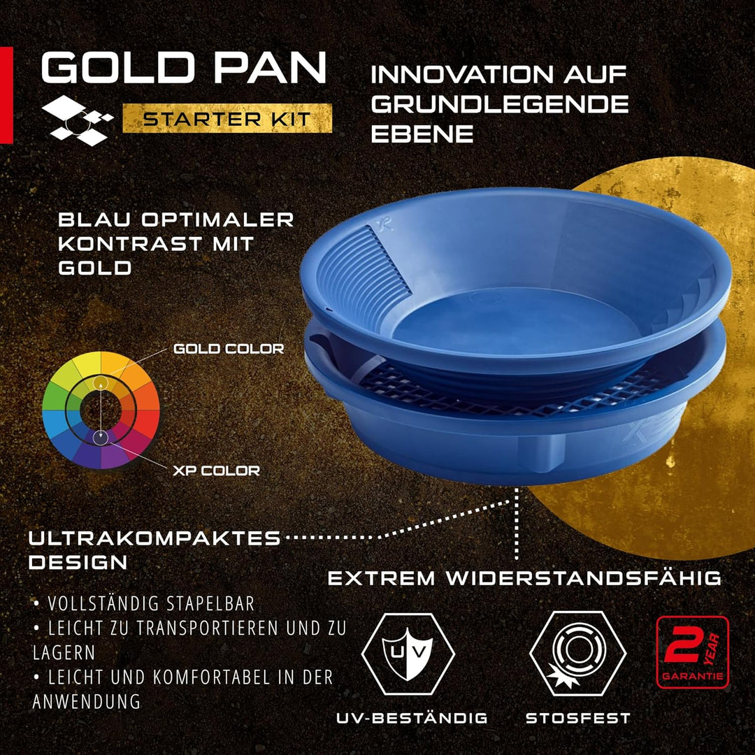XP Metal Detectors Goldpfanne Starter Kit - Ideal für den Einstieg in die Goldsuche - mit XP Goldpfa