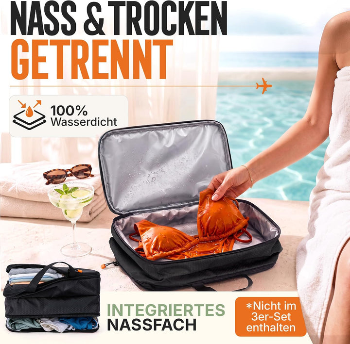 Packing Cubes mit Kompression für Koffer und Rucksack inkl. Packbeutel 4-teilig Midnight Escape - Sc