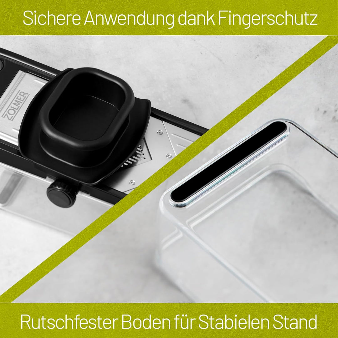 ZOLMER® Gemüsehobel - Verstellbarer Gemüseschneider mit Zwei extra scharfen Julien Messer - Gemüsere