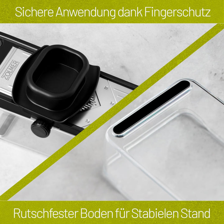 ZOLMER® Gemüsehobel - Verstellbarer Gemüseschneider mit Zwei extra scharfen Julien Messer - Gemüsere