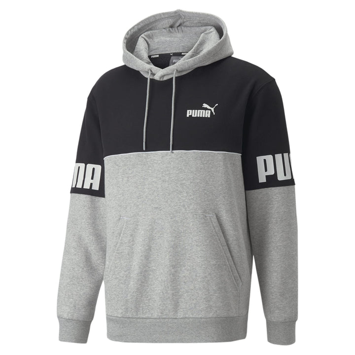 PUMA Herren Power Colorblock Hoodie FL Sweat M Grau - Light Gray Heather, M Grau - Light Gray Heathe