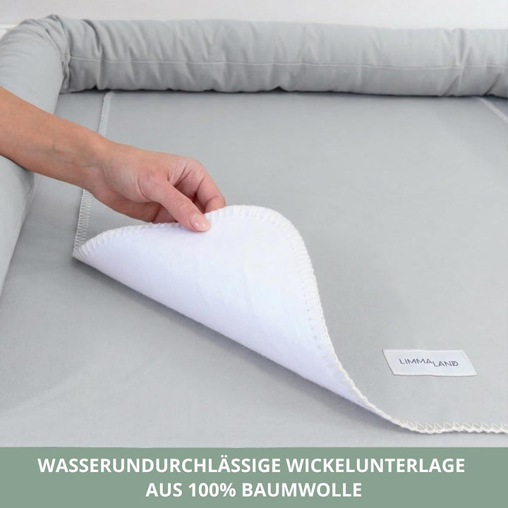 Wickelaufsatz Set für graue IKEA HEMNES 108 cm – mit Wickelaufsatz aus hochwertigem MDF sowie Wickel