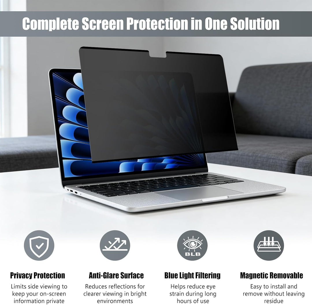 Magnetischer Blickschutzfilter für MacBook Air 13,6 Zoll M5/M4/M3/M2 (2026/2025/2024/2022), Abnehmba