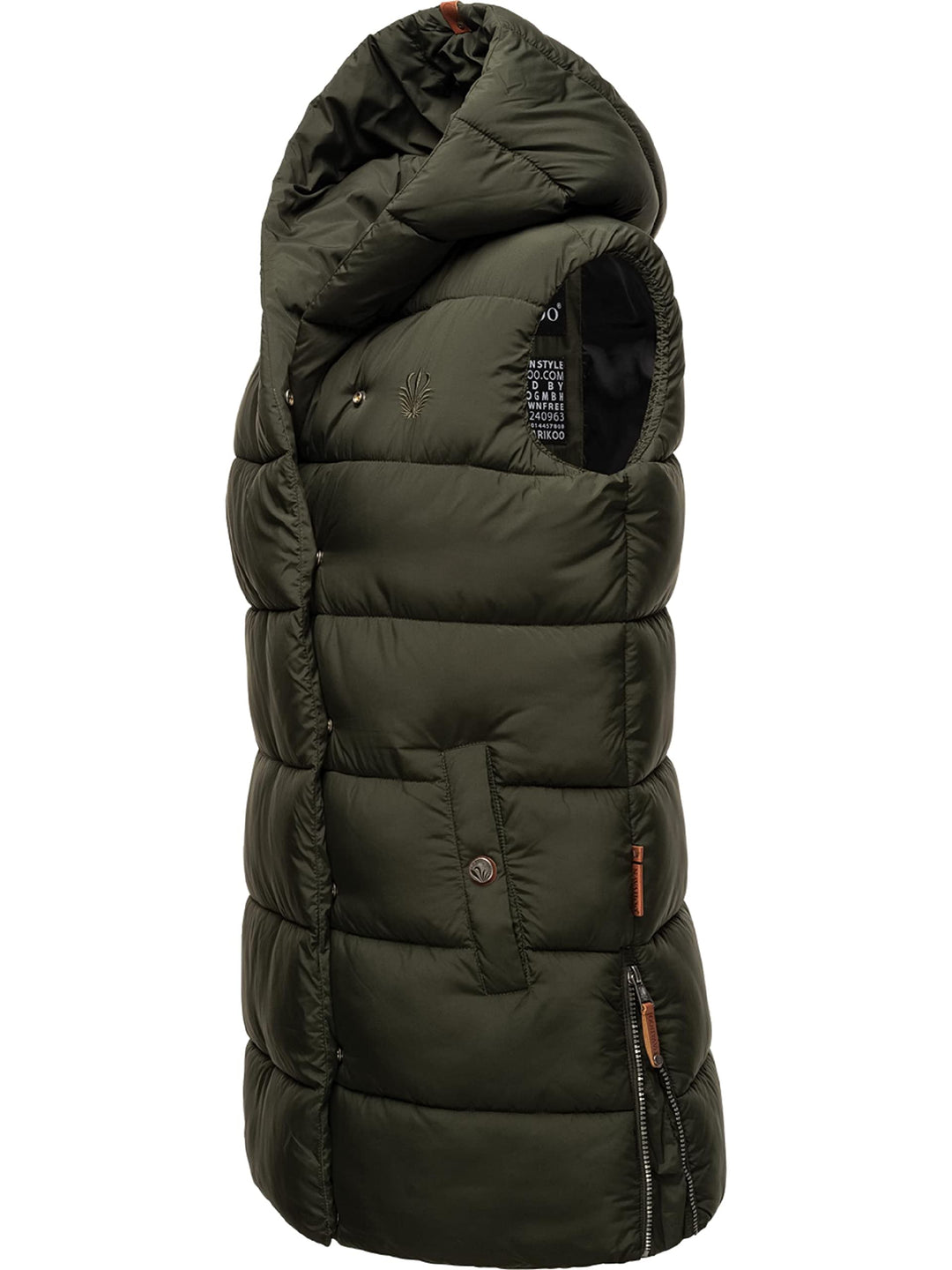 Navahoo warme Damen Winter Steppweste lang mit Kapuze Madilynaa XS-XXL XS Dark Olive, XS Dark Olive