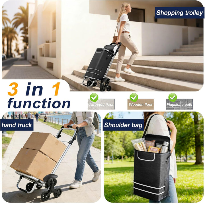 UISEBRT 3in1 Einkaufstrolley klappbar mit 56L gross Volumen,Multifunktionaler Einkaufsroller mit Küh