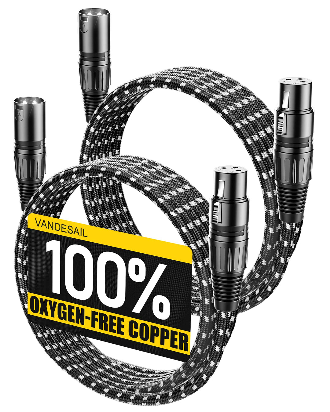XLR Kabel 3 m 2 Stücke, XLR Stecker auf Buchse Kabel, 3 Polig symmetrisches XLR Mikrofonkabel, aus s