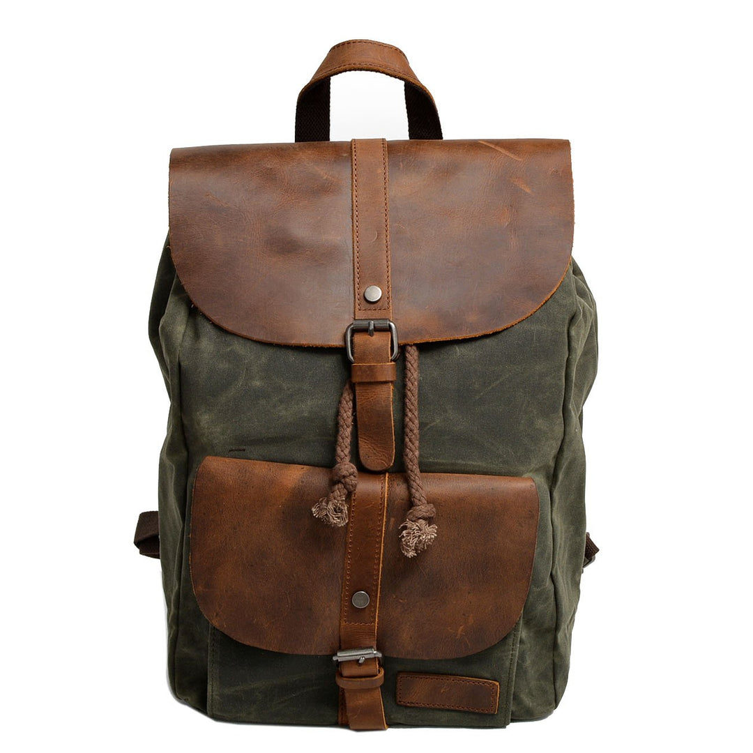 Neuleben Vintage Wasserdicht Rucksack Daypack aus Canvas Leder Damen Herren für Reise Outdoor Schule