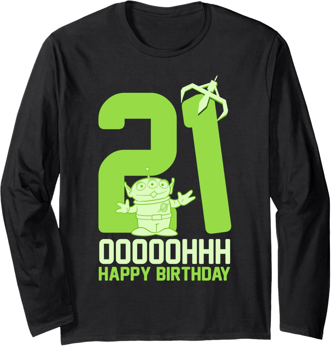 Disney Pixar Toy Story Aliens Ooh Happy 21st Birthday Langarmshirt