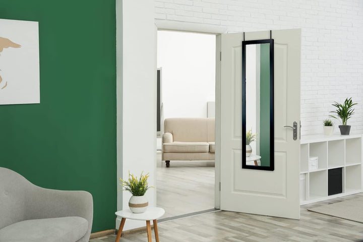 Türhängespiegel schwarz 1258x358 mm zeitlos eleganter MDF Rahmen von B.D.Art