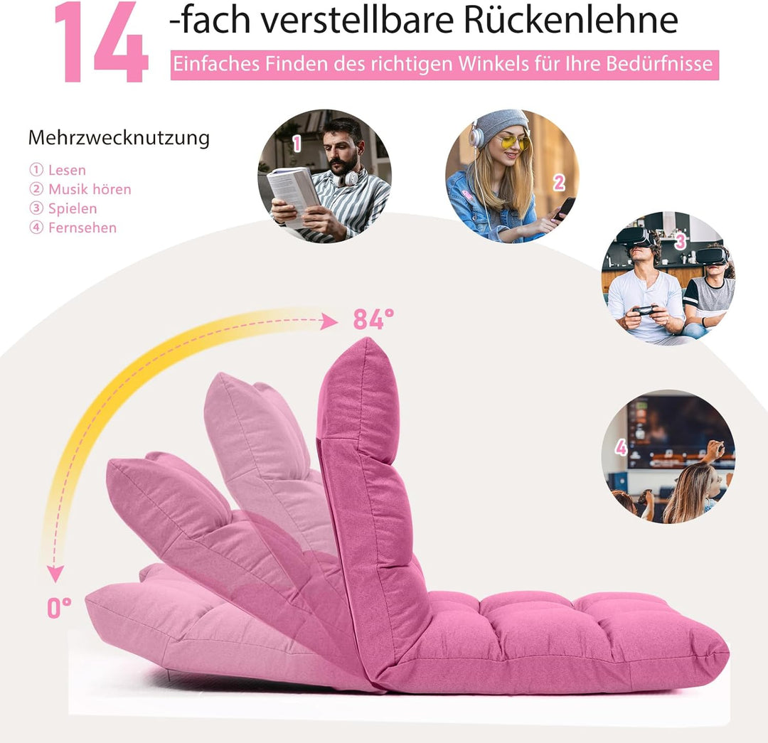 GOPLUS Bodenstuhl, Bodensofa mit Rückenlehne, Bodensessel mit Schlaffunktion, Floor Chair, Lazy Sofa