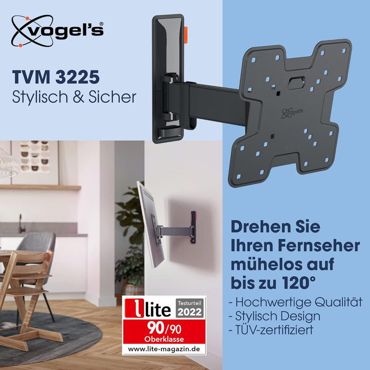 Vogel's Comfort TVM 3225 Schwenkbare TV-Wandhalterung für 19-43 Zoll Fernseher, Max. 15 kg, Schwenkb