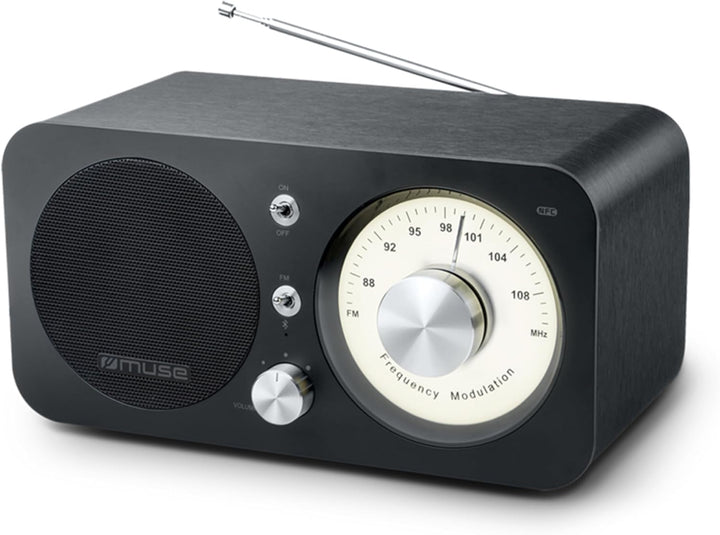 Muse M-095 BT Bluetooth Retro-Radio mit UKW Tuner, NFC und USB-Ladeanschluss (Teleskop-Antenne, AUX)