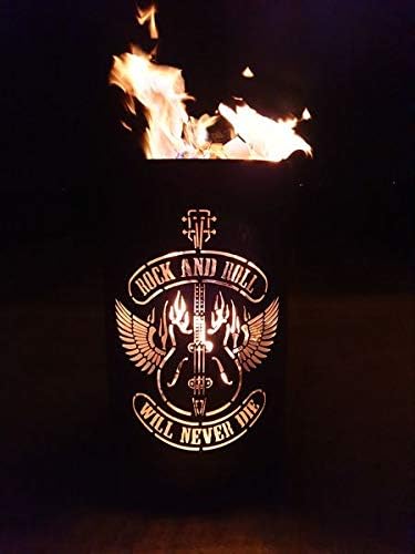 TiKo-Design Feuertonne/Feuerkorb - Lagerfeuertonne mit Motiv Rock and Roll - Will Never die – Verlei