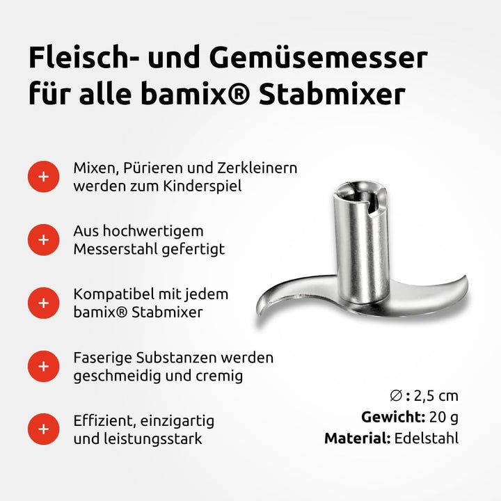 bamix Zubehör Fleischmesser für alle bamix Stabmixer, Fleisch- und Gemüsemesser für Rohes und Gekoch