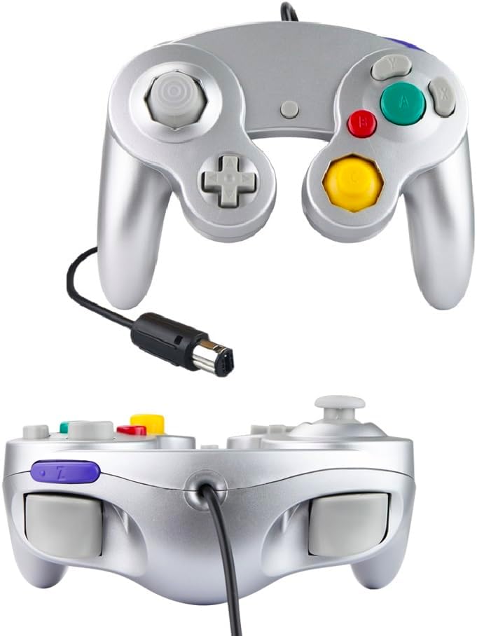 2 Controller Silber + Verlängerungskabel für Nintendo Game Cube Controller Silver GC Verlängerung Ex