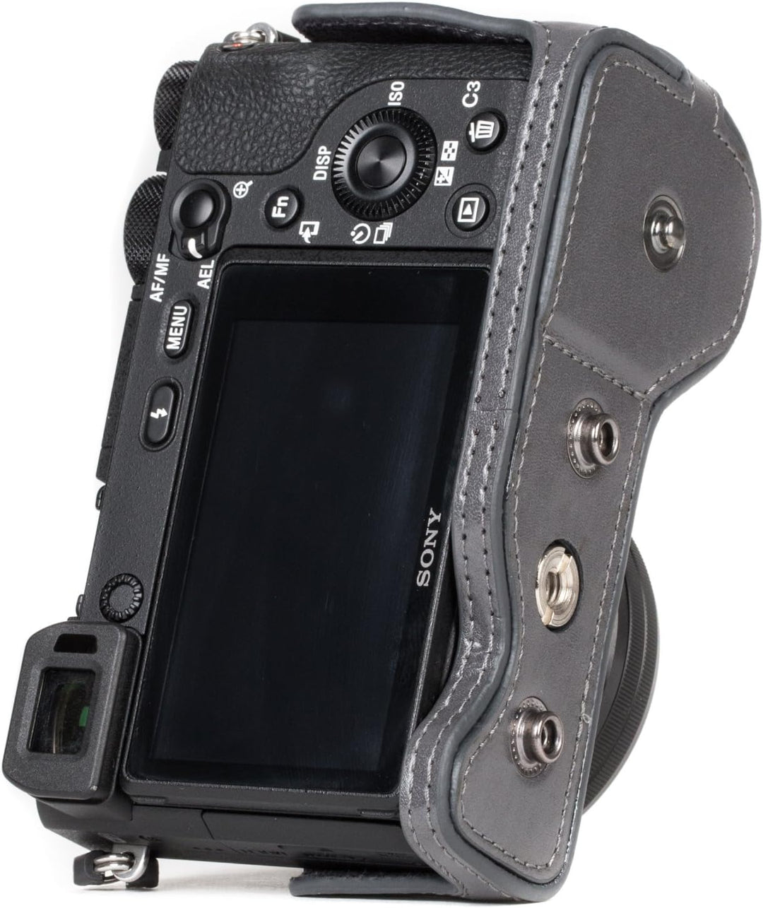 MegaGear Sony Alpha A6500 (16-50 mm) Ever Ready Leder Kamera-Case mit Trageriemen und Batteriezugang