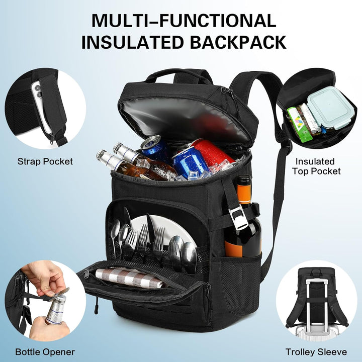 Kühlrucksack 25L Taktischer Kühltasche Rucksack Isolierte Auslaufsicher Kühl Thermo Rucksack mit Fla