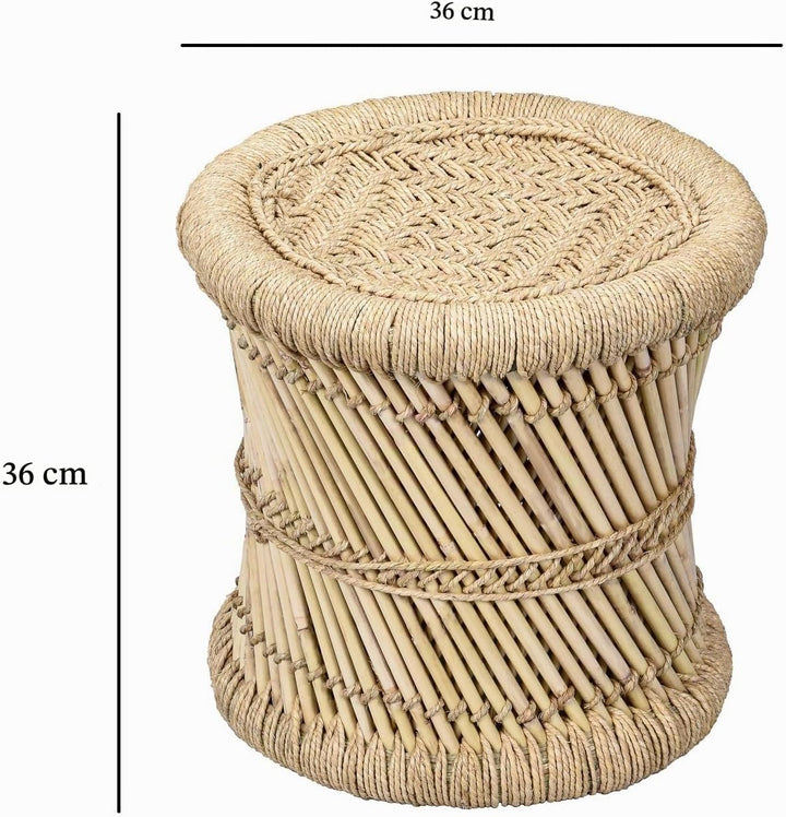 Marrakesch Hocker Beistelltisch aus Bambus Benita ø 36 cm | Ideal im Garten Terrasse und Balkon Beis