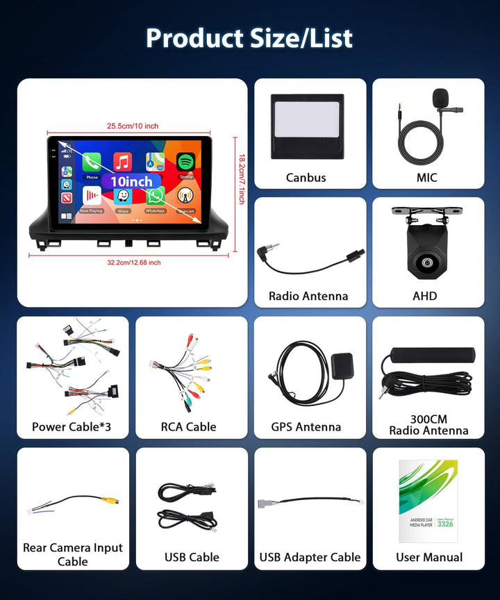 4GB+64GB Autoradio für FIAT Scudo 2024 mit Wireless Carplay/Android Auto, 10 Zoll Car Stereo mit GPS
