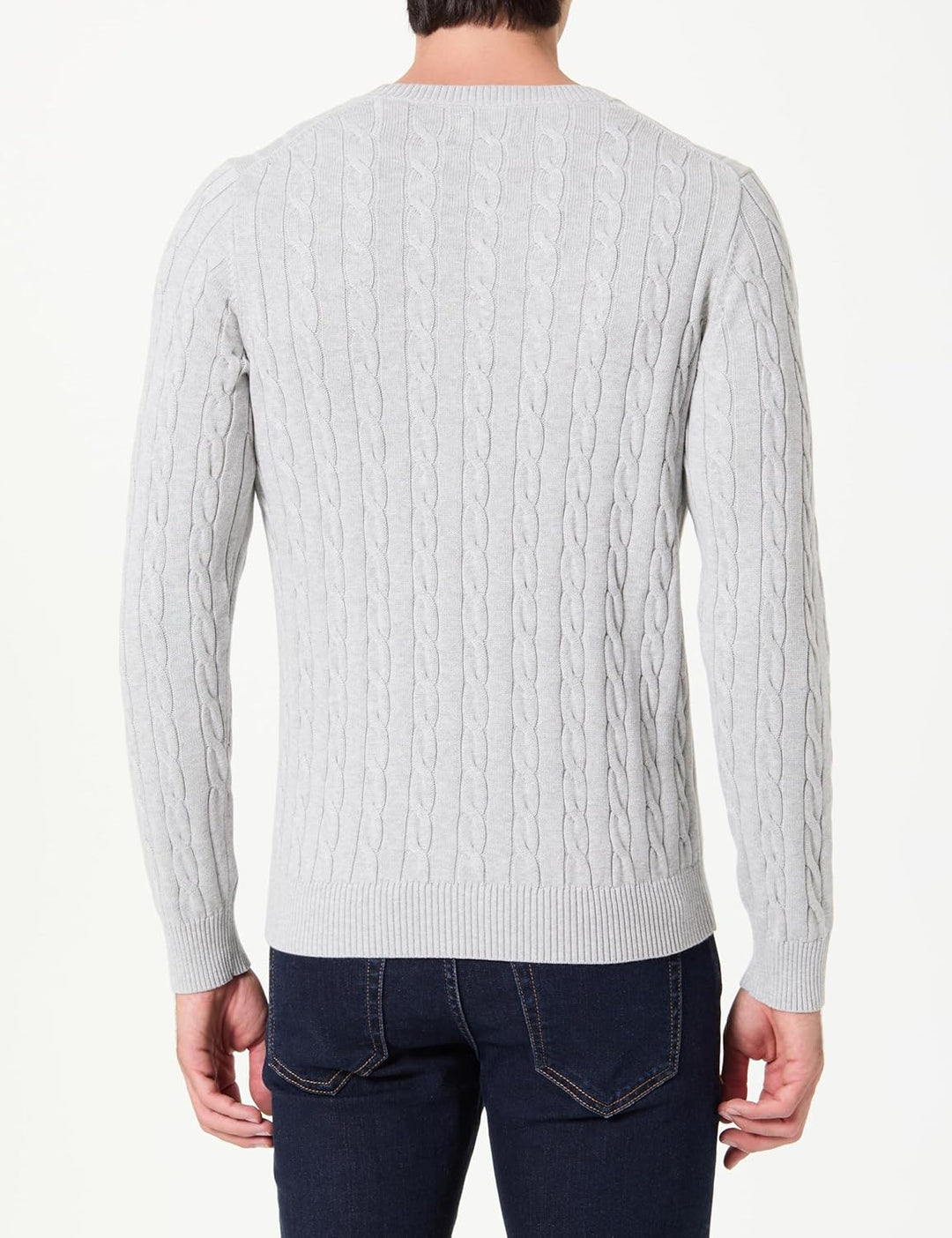 GANT Herren Cotton Cable C-Neck Pullover S Cloud Grey Melange, S Cloud Grey Melange