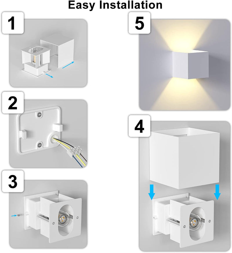 ChangM Wandleuchte Innen Aussen 7W LED Wandlampe mit Einstellung des Blattwinkels, IP65 Wandleuchte