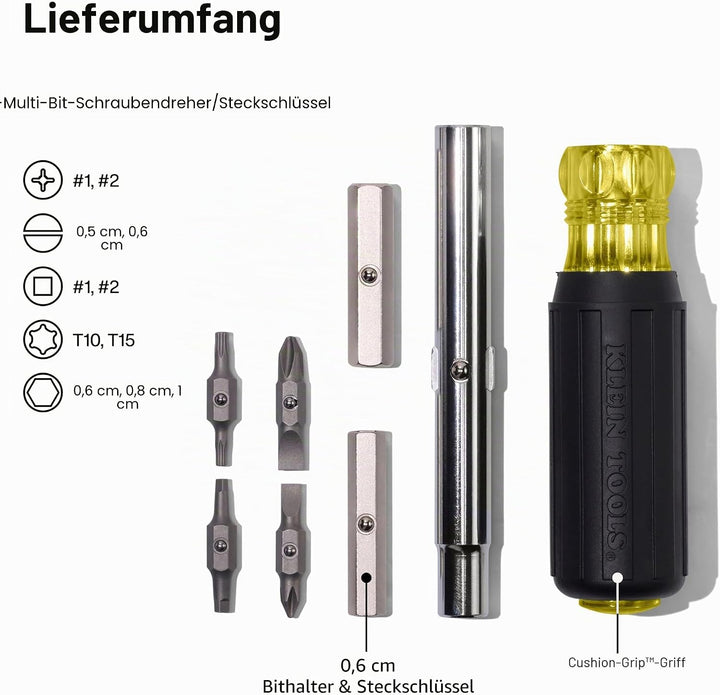 Klein Tools 32500 | Schraubendreher / Steckschlüssel 11-in-1 | Multitool mit Industriequalität-Bits