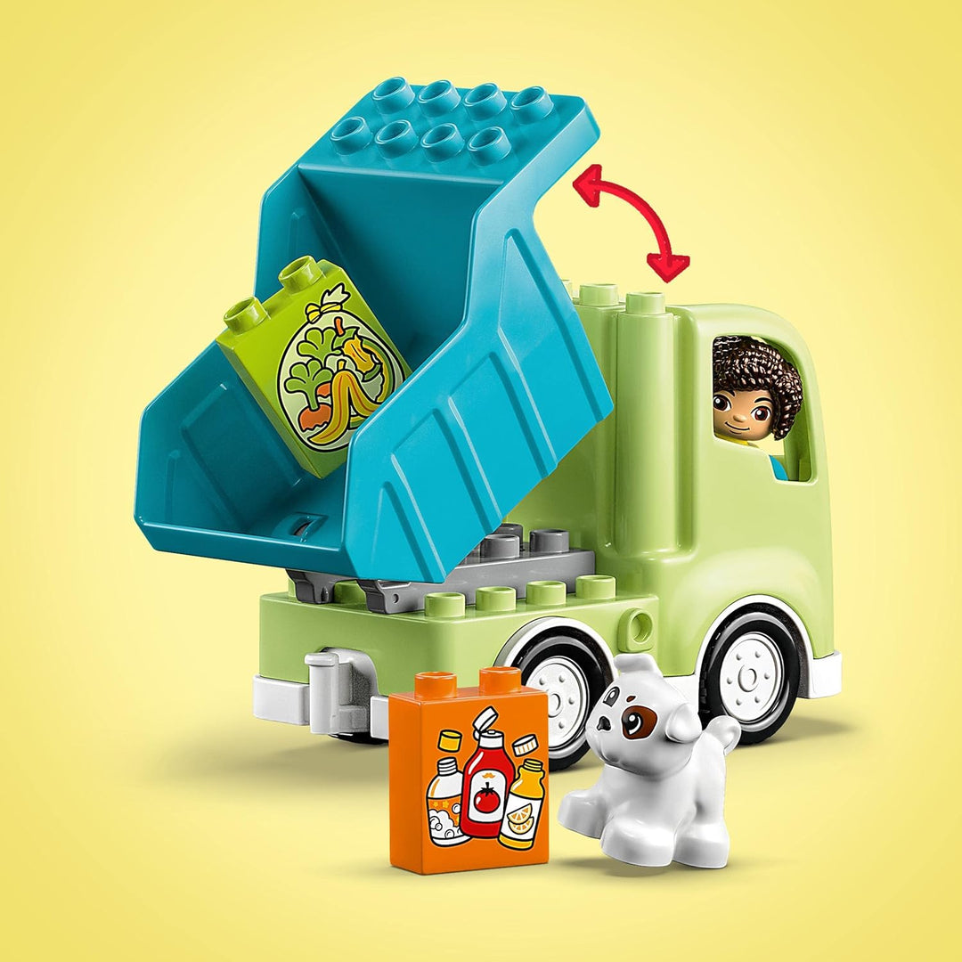 LEGO 10987 DUPLO Recycling-LKW Müllwagen-Spielzeug, Lern- und Farbsortier-Spielzeug für Kleinkinder