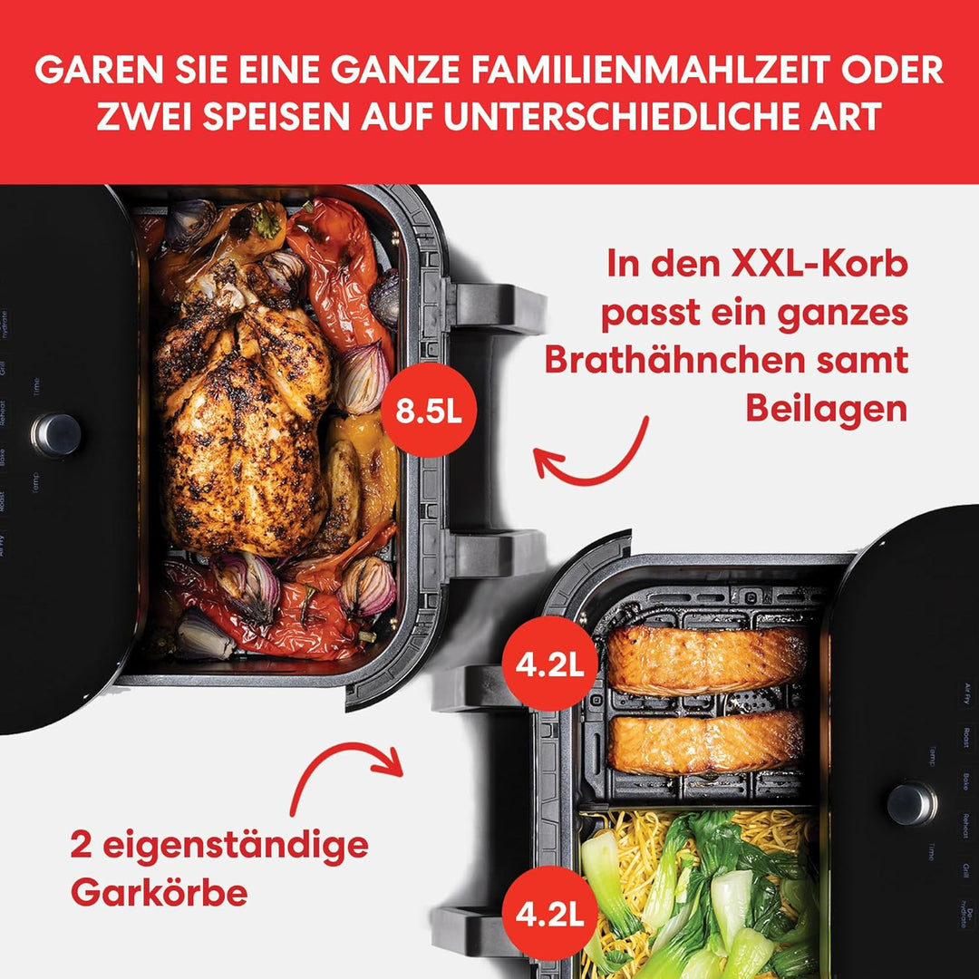 Instant VersaZone Heissluftfritteuse/XXL Single + Doppelkammer in 1-8.5L Digitaler Air Fryer Edelsta