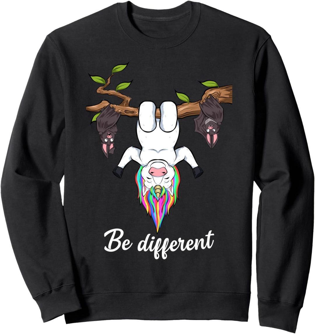 Fledermäuse und Einhorn Shirt lustiges Be Different Sweatshirt