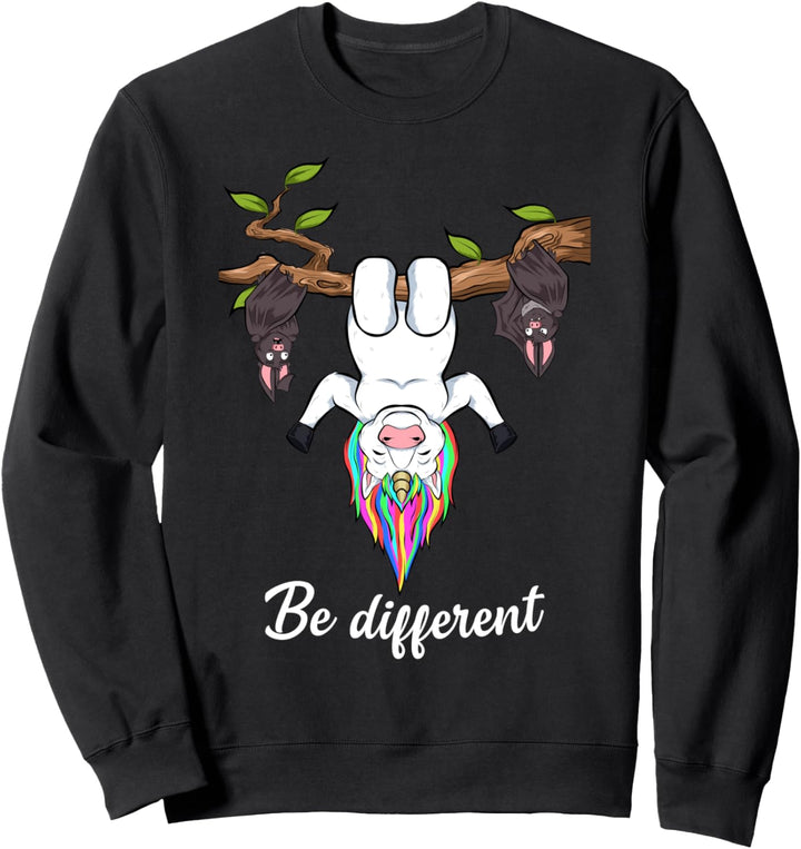 Fledermäuse und Einhorn Shirt lustiges Be Different Sweatshirt