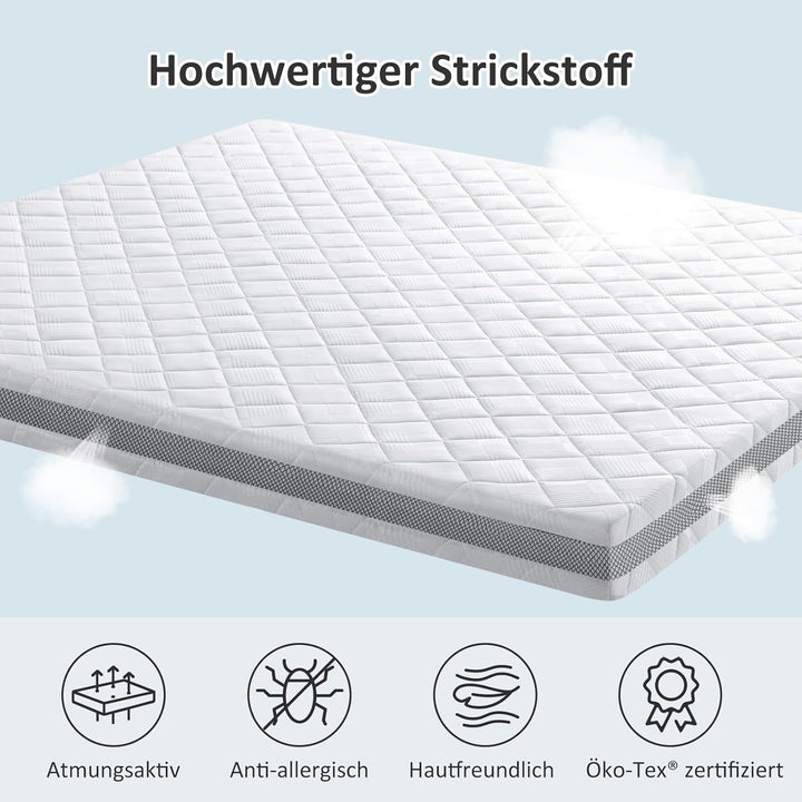 BedStory Gel Topper 90x200cm H3/H4 aus 10cm Höhe Kaltschaumkern, atmungsaktive 3D-Netz Bezug, Bequem