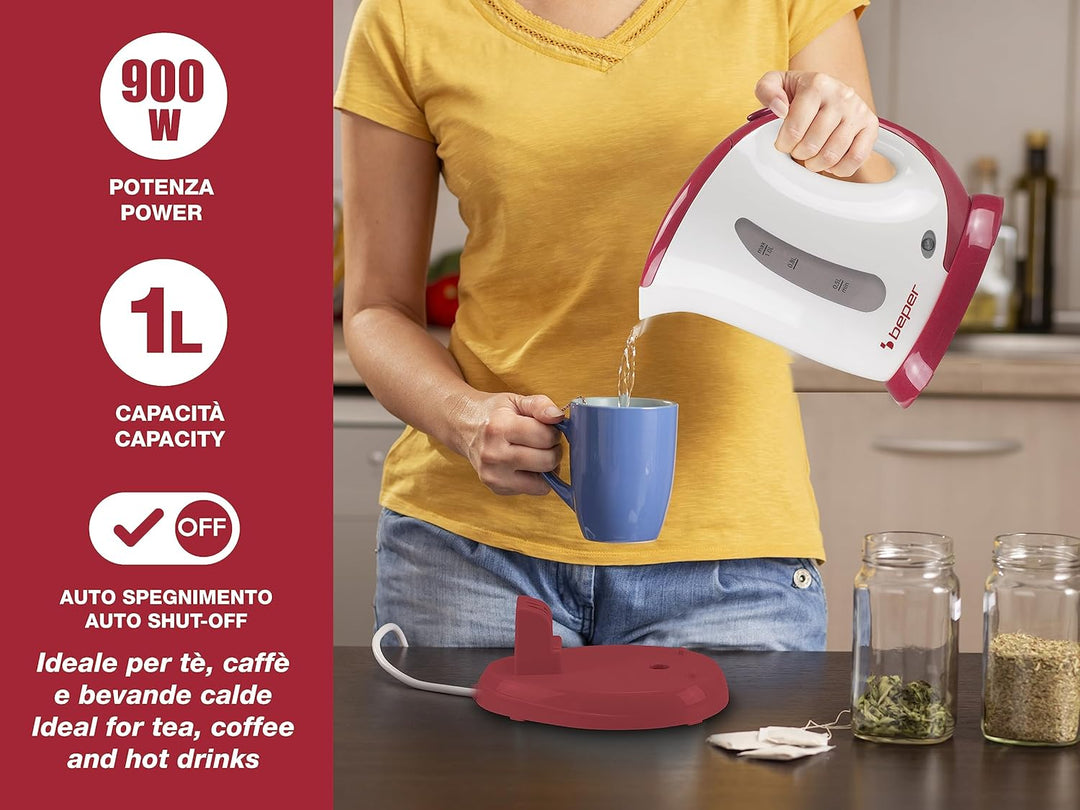 BEPER BB.050 Elektrischer Wasserkocher, Fassungsvermögen 1 l, Anzeige mit Skalierung, automatische A