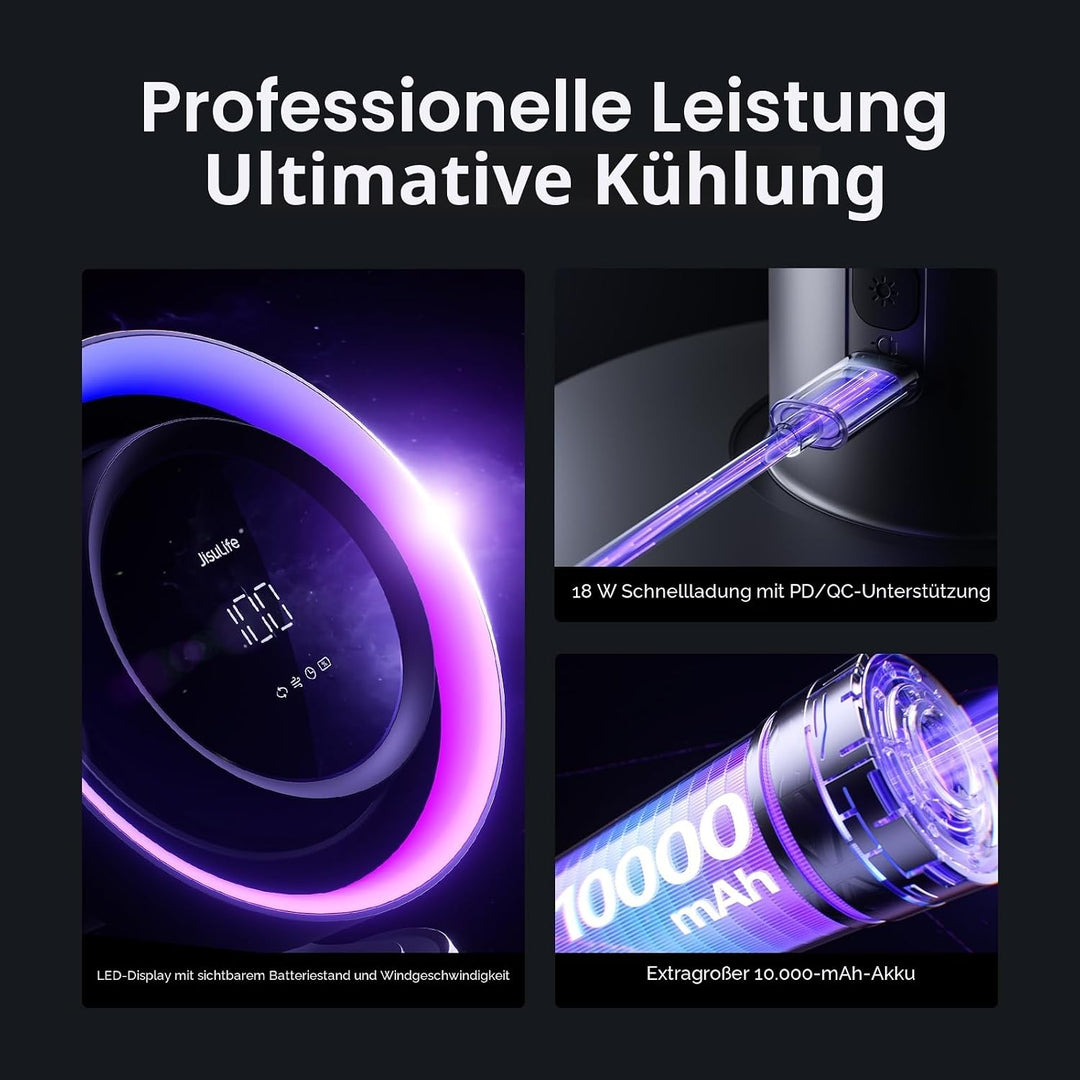 JISULIFE 3-in-1 Tischventilator Pro3 mit H11 Luftreiniger &amp; RGB Licht | 100 Geschwindigkeiten, 120°