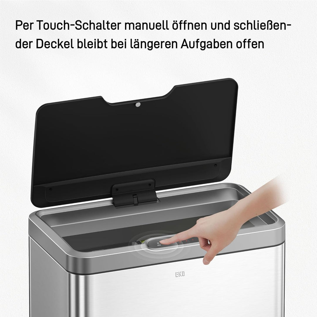 EKO Mirage Sensor Mülleimer 2x20L Mülltrenner (27 x 46 x 65.5 cm, Bewegungssensor, Dämpfer-System, F